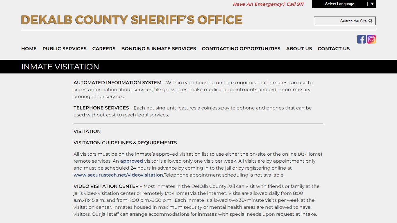 INMATE VISITATION - DeKalb County Sheriff's Office